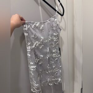 One Shoulder Floral Embroidered Dress